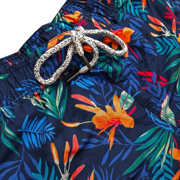 Navy tropical floral womens swim trunks - Picture 3 of 4